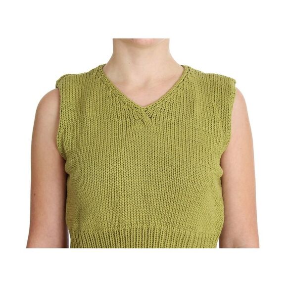 PINK MEMORIES Knit Sleeveless Vest Casual VNeck Women Green Sweaters - Picture 4 of 6